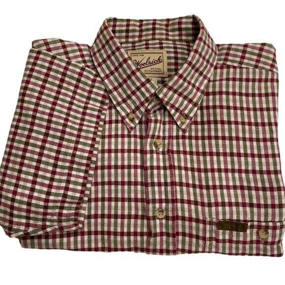 Vintage Woolrich Shirt Mens Original Outdoor Wear L Linen Blend Button Down Work - Picture 1 of 8